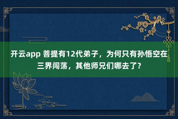 开云app 菩提有12代弟子，为何只有孙悟空在三界闯荡，其他师兄们哪去了？
