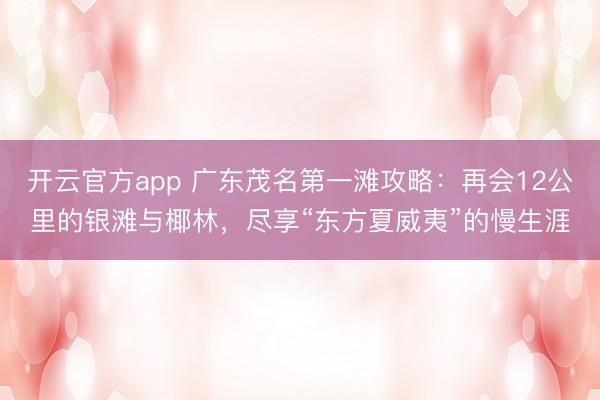 开云官方app 广东茂名第一滩攻略：再会12公里的银滩与椰林，尽享“东方夏威夷”的慢生涯