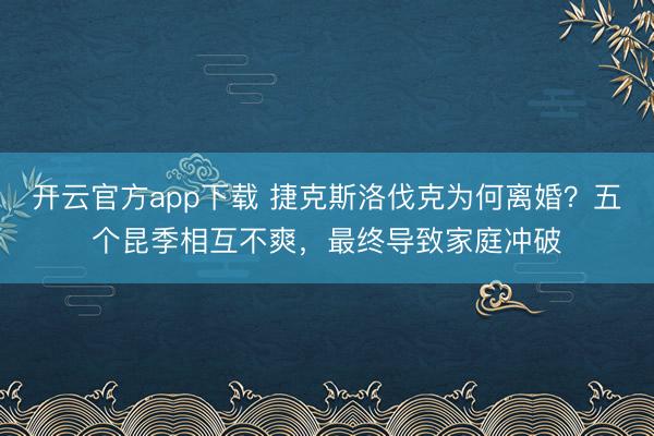 开云官方app下载 捷克斯洛伐克为何离婚?五个昆季相互不爽,最终导致家庭冲破